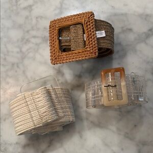 Set of Three Stylish Belts with Square Buckles